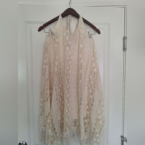 Anna Sui Lace Mini Dress Cream Size M - Picture 1 of 13